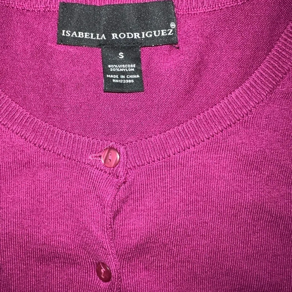 Isabella Rodriguez, S, Cardigan sweater short sleeve magenta color 80% viscose - Picture 2 of 4